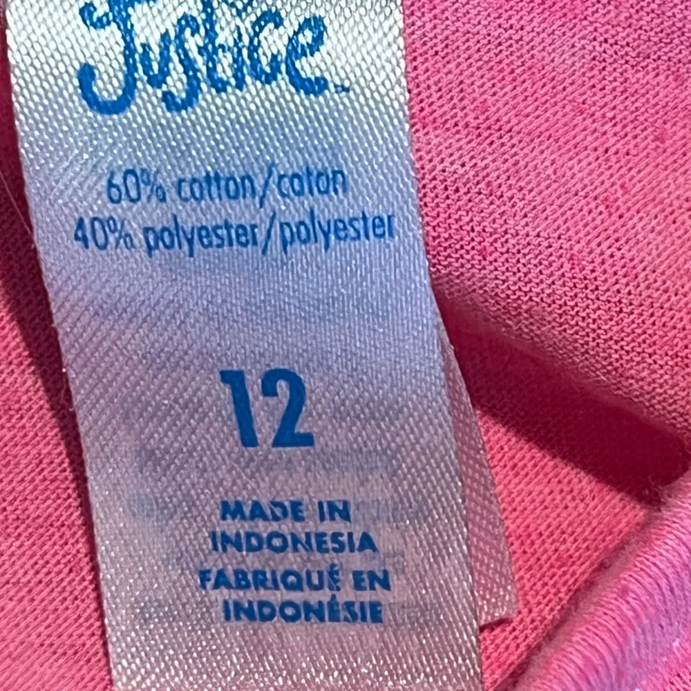 Justice Kids Tee Pink and Black with Front Tie Detailing Size 12